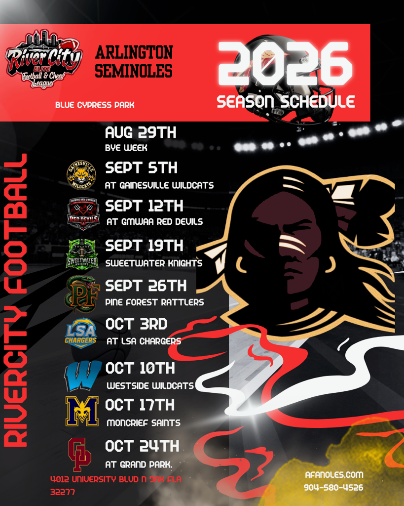 2026 Arlington Seminoles football season schedule with game dates, opponents, and venues